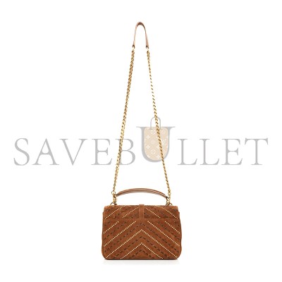 YSL MATELASSE CHEVRON STUDDED MEDIUM COLLEGE BAG IN SUEDE 392737400526 (24*17*6cm)