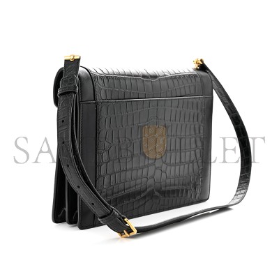 YSL GABY SATCHEL IN CROCODILE-EMBOSSED LACQUERED LEATHER AND LAMBSKIN 695724DZEUW1000 (26*18*5cm)