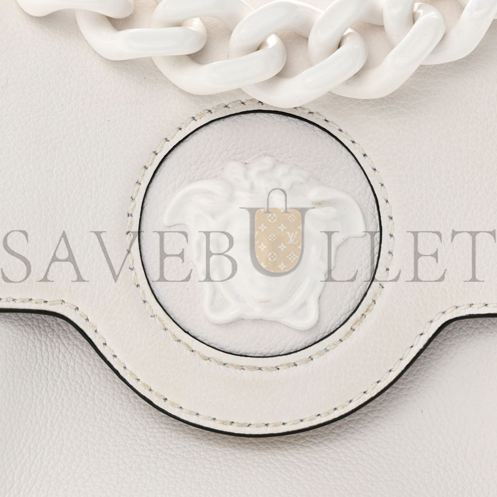 VERSACE CALFSKIN SMALL LA MEDUSA TOP HANDLE HANDBAG OPTICAL WHITE (20*18*10cm) VERSACE CALFSKIN SMALL LA MEDUSA TOP HANDLE HANDBAG OPTICAL WHITE (20*18*10cm)