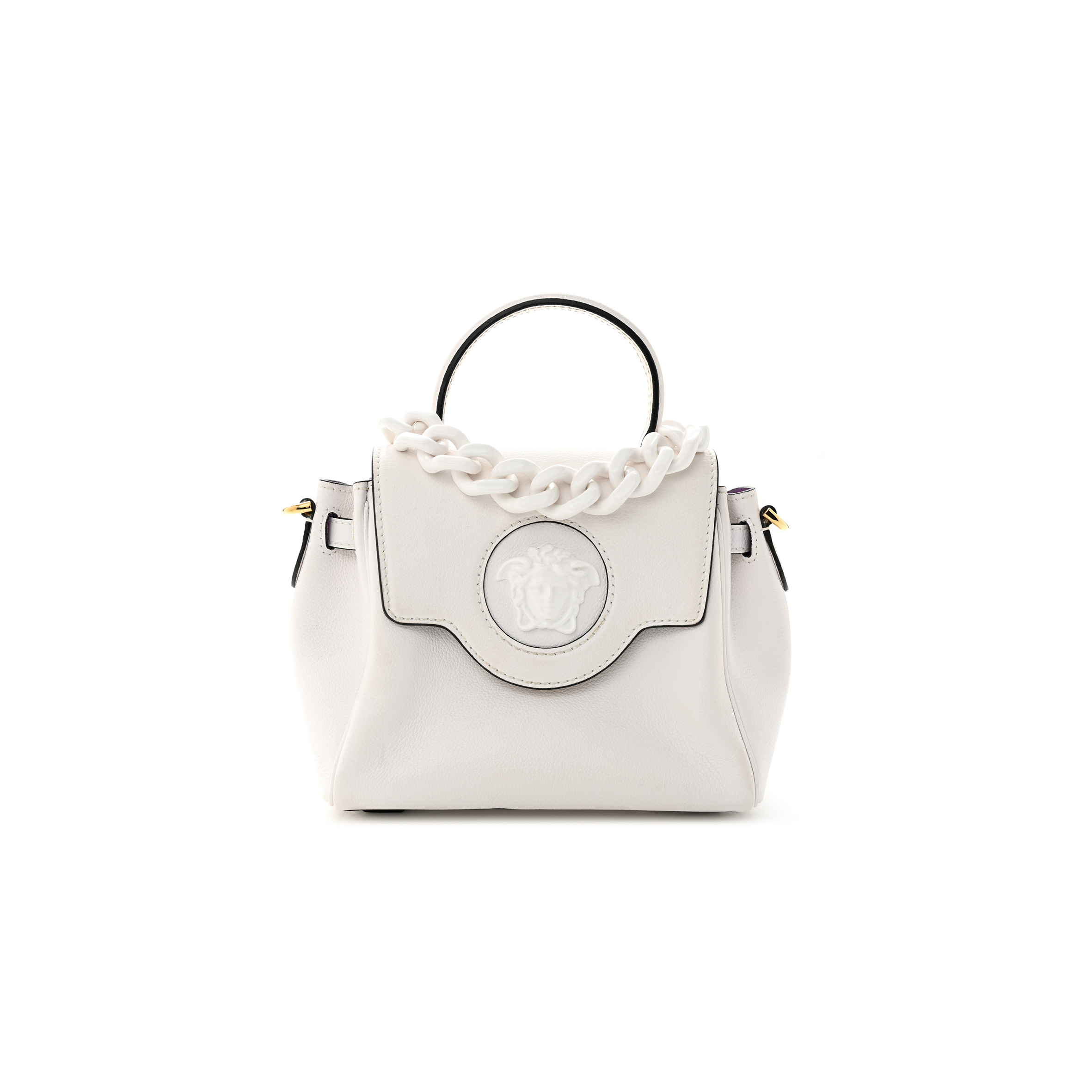 VERSACE CALFSKIN SMALL LA MEDUSA TOP HANDLE HANDBAG OPTICAL WHITE (20*18*10cm) VERSACE CALFSKIN SMALL LA MEDUSA TOP HANDLE HANDBAG OPTICAL WHITE (20*18*10cm)