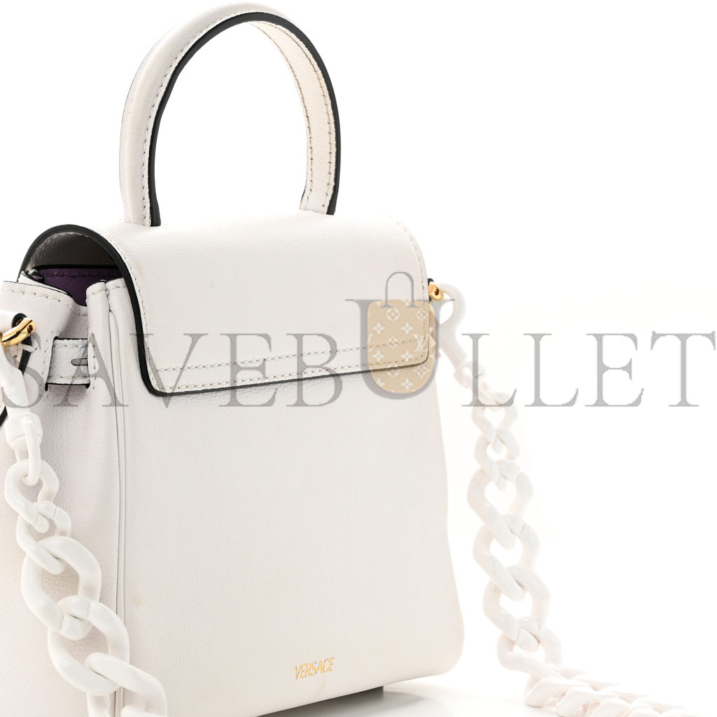 VERSACE CALFSKIN SMALL LA MEDUSA TOP HANDLE HANDBAG OPTICAL WHITE (20*18*10cm) VERSACE CALFSKIN SMALL LA MEDUSA TOP HANDLE HANDBAG OPTICAL WHITE (20*18*10cm)
