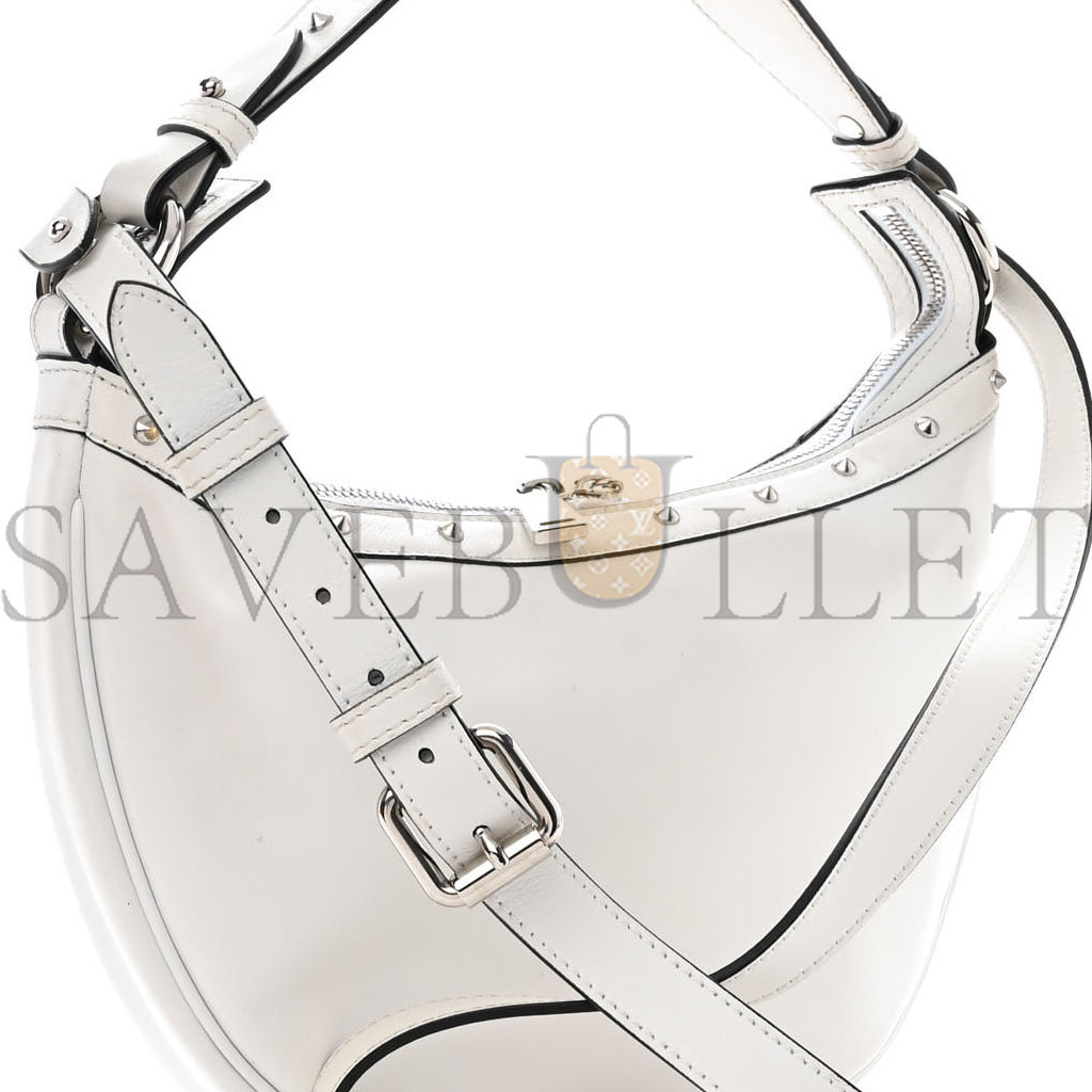 VERSACE CALFSKIN STUDDED SMALL REPEAT ZIP HOBO WHITE (29*19*5cm) VERSACE CALFSKIN STUDDED SMALL REPEAT ZIP HOBO WHITE (29*19*5cm)