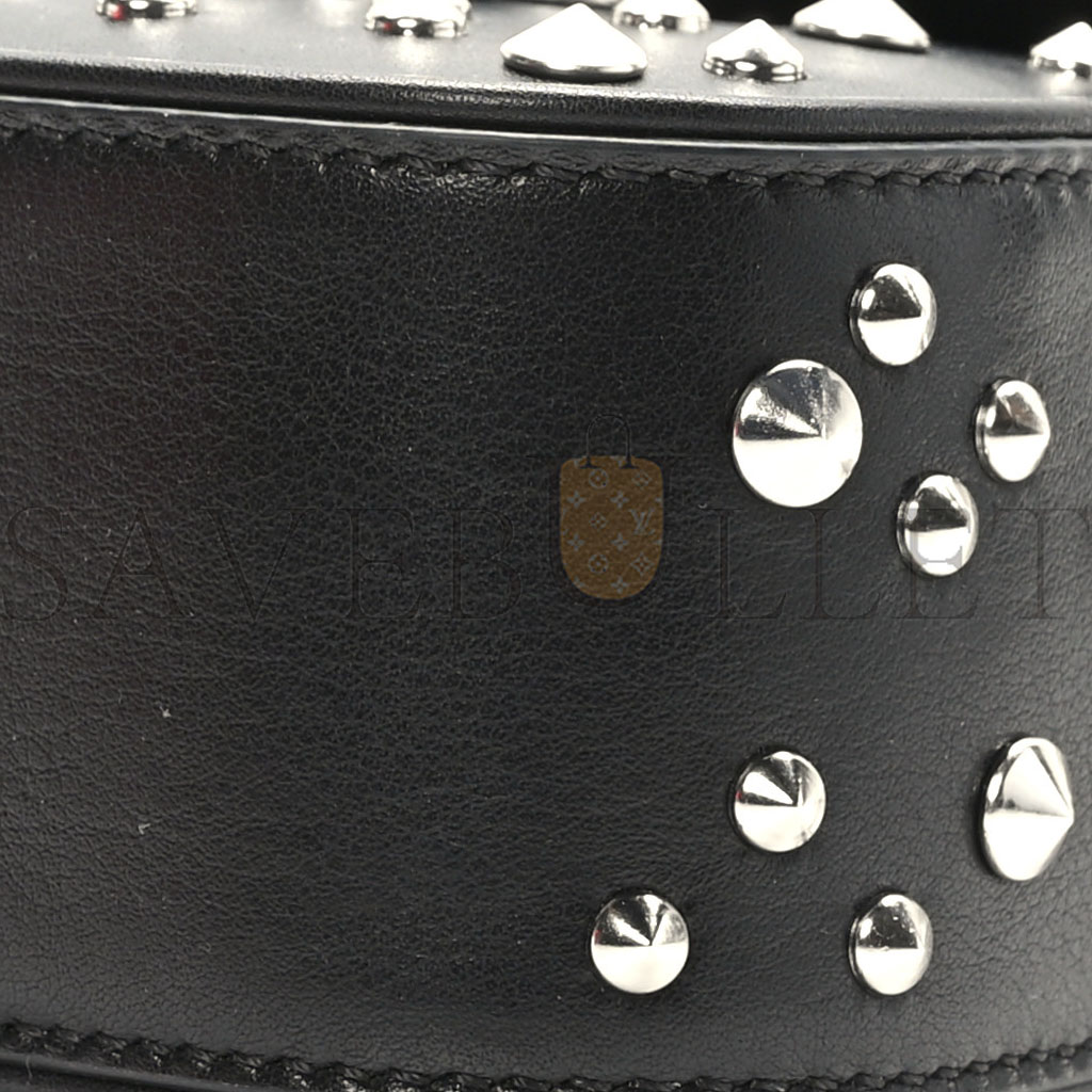 VERSACE GRAINED CALFSKIN SPIKED MICRO LA MEDUSA BAG BLACK (17*14*6cm) VERSACE GRAINED CALFSKIN SPIKED MICRO LA MEDUSA BAG BLACK (17*14*6cm)