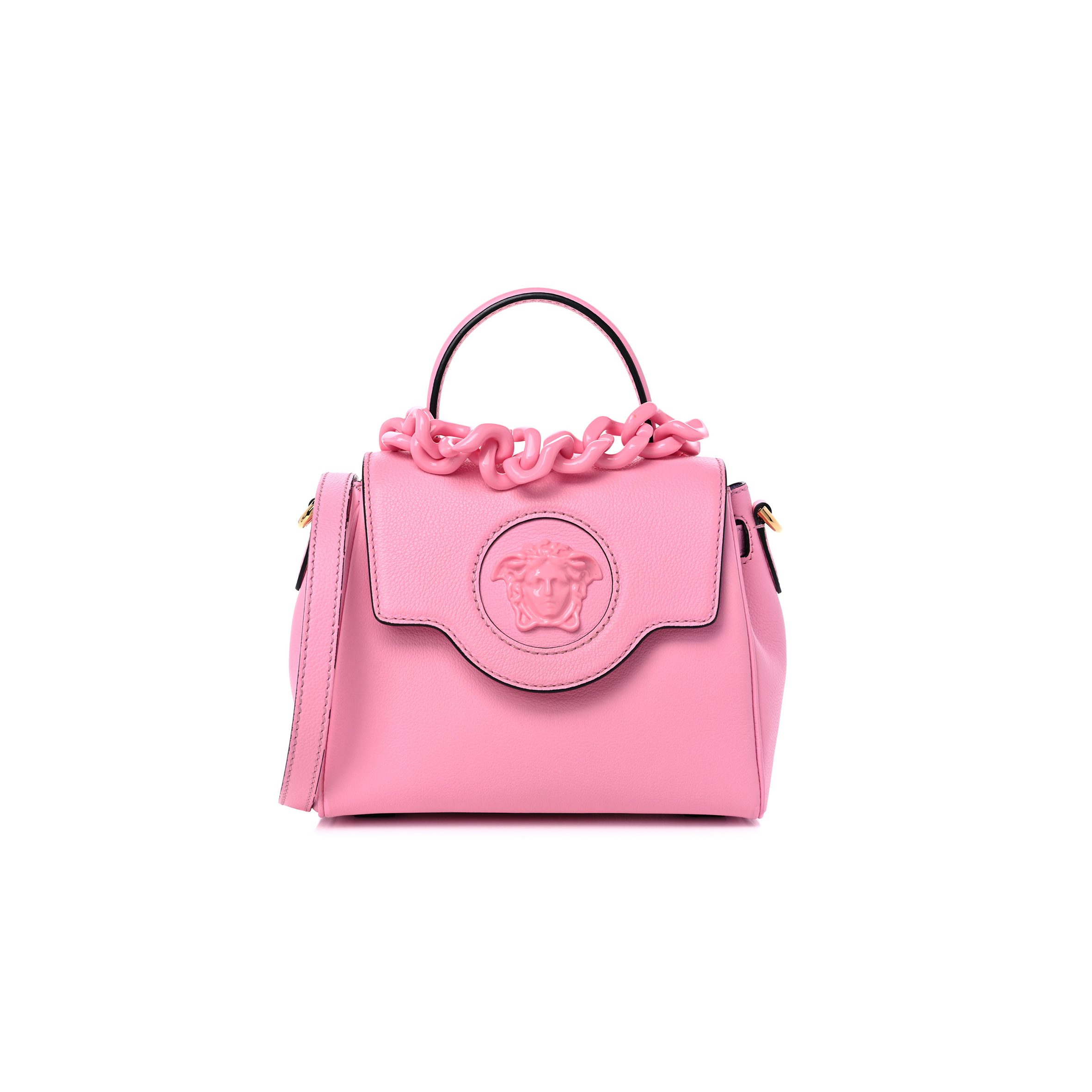 VERSACE GRAINED CALFSKIN SMALL LA MEDUSA TOP HANDLE BAG PINK (20*18*10cm) VERSACE GRAINED CALFSKIN SMALL LA MEDUSA TOP HANDLE BAG PINK (20*18*10cm)