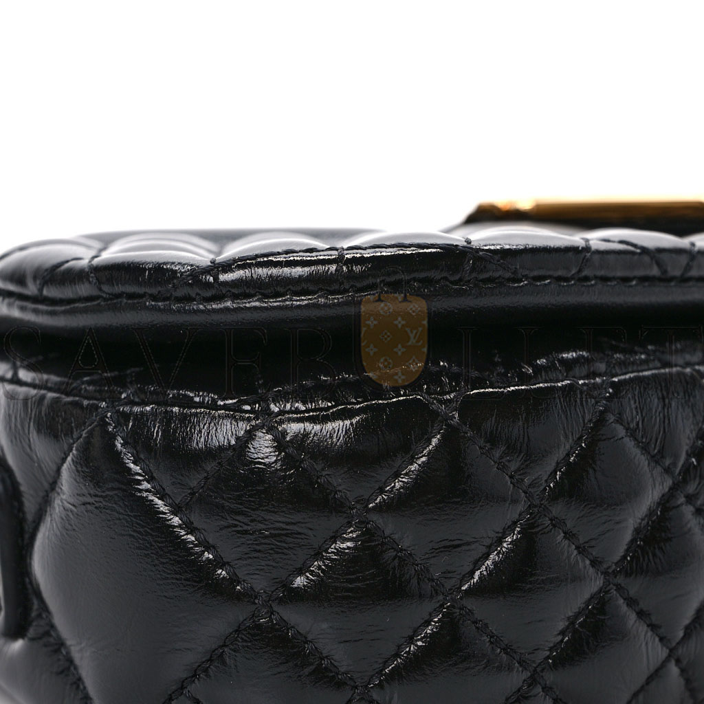 VERSACE CALFSKIN QUILTED MINI GRECA GODDESS SHOULDER BAG BLACK (21*11*7cm) VERSACE CALFSKIN QUILTED MINI GRECA GODDESS SHOULDER BAG BLACK (21*11*7cm)