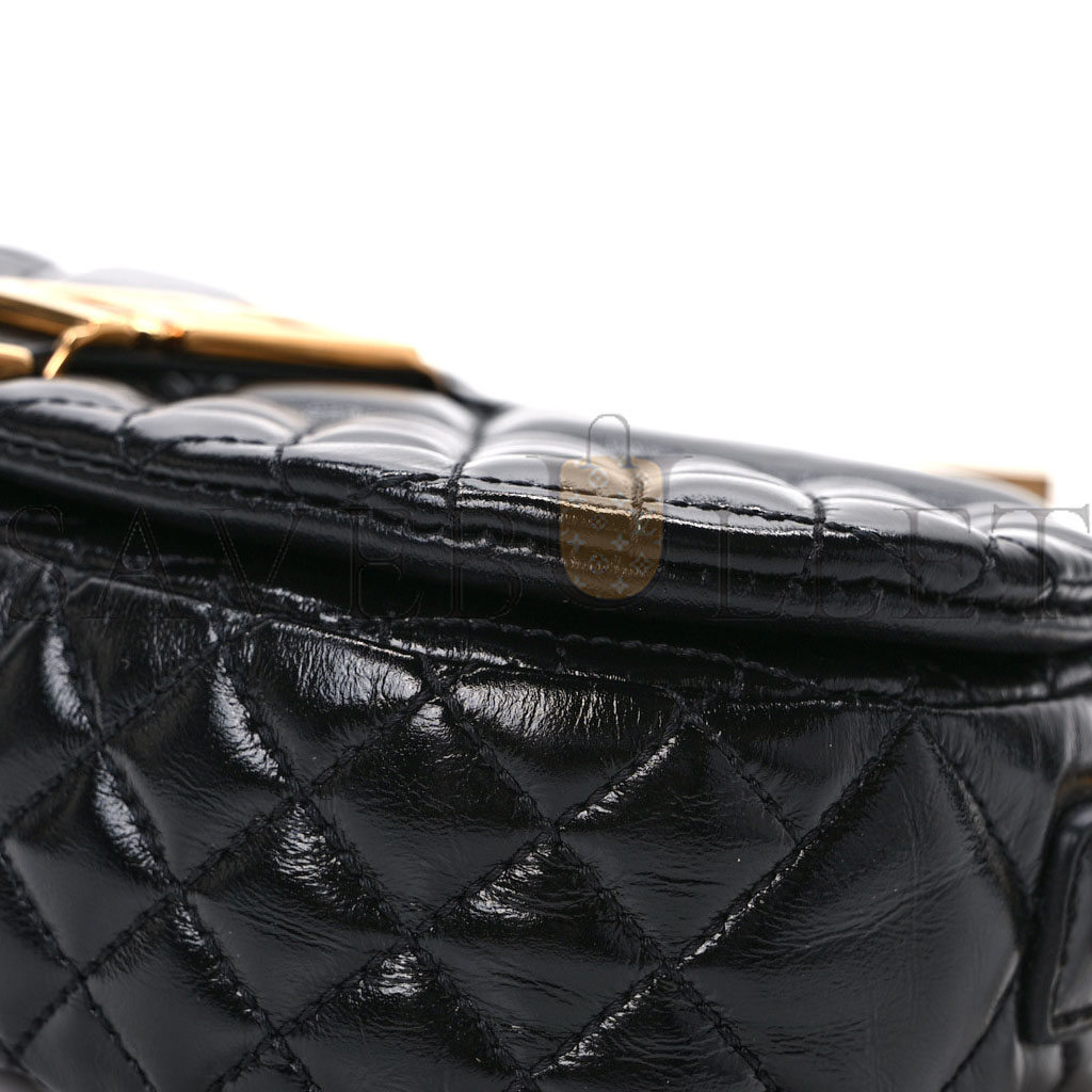 VERSACE CALFSKIN QUILTED MINI GRECA GODDESS SHOULDER BAG BLACK (21*11*7cm) VERSACE CALFSKIN QUILTED MINI GRECA GODDESS SHOULDER BAG BLACK (21*11*7cm)