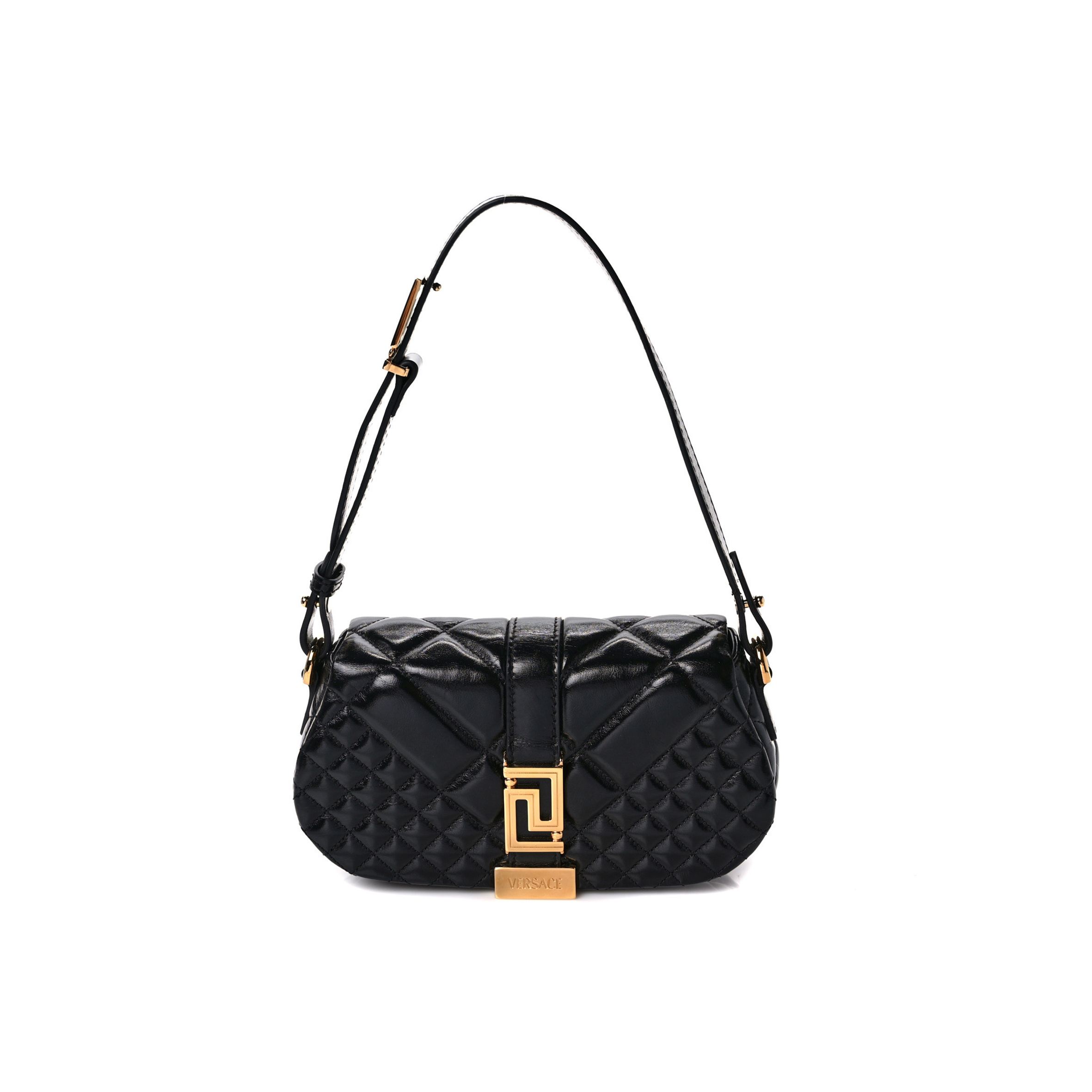 VERSACE CALFSKIN QUILTED MINI GRECA GODDESS SHOULDER BAG BLACK (21*11*7cm) VERSACE CALFSKIN QUILTED MINI GRECA GODDESS SHOULDER BAG BLACK (21*11*7cm)
