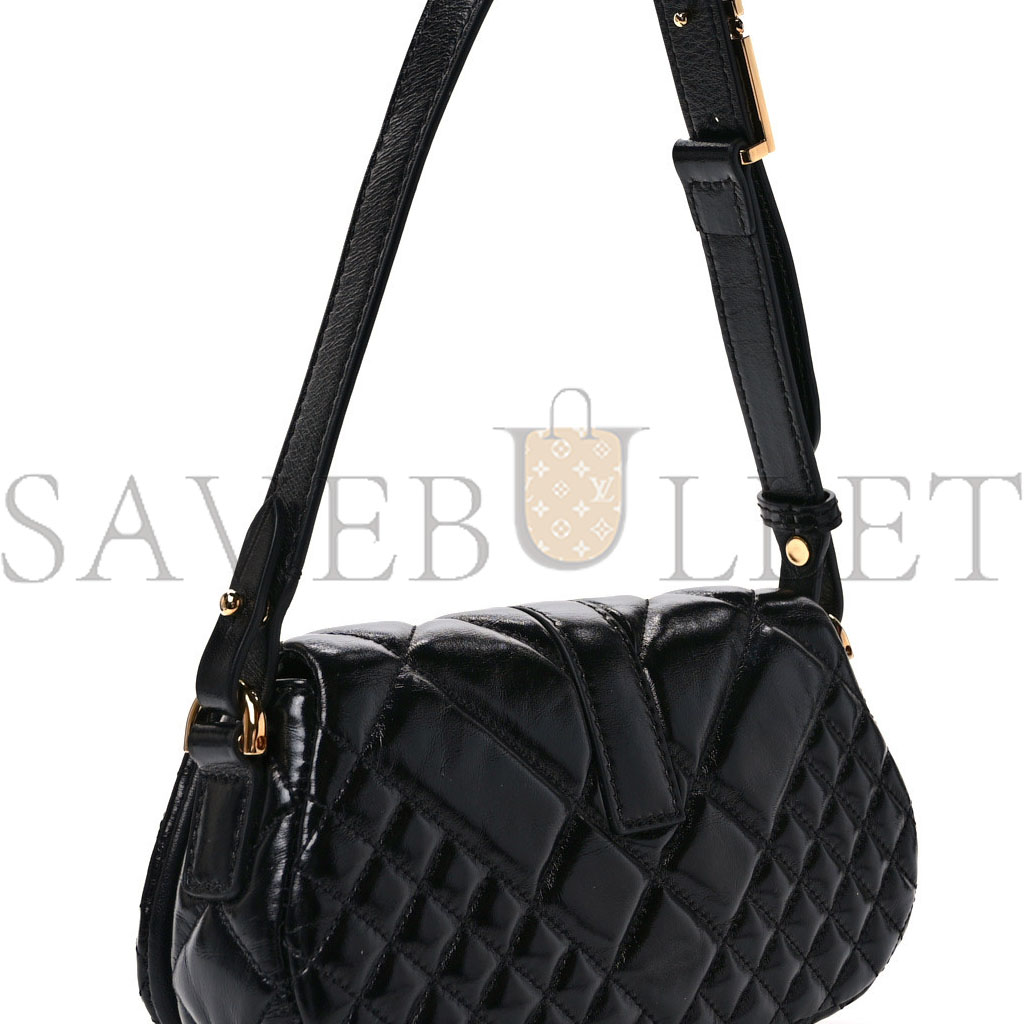 VERSACE CALFSKIN QUILTED MINI GRECA GODDESS SHOULDER BAG BLACK (21*11*7cm) VERSACE CALFSKIN QUILTED MINI GRECA GODDESS SHOULDER BAG BLACK (21*11*7cm)