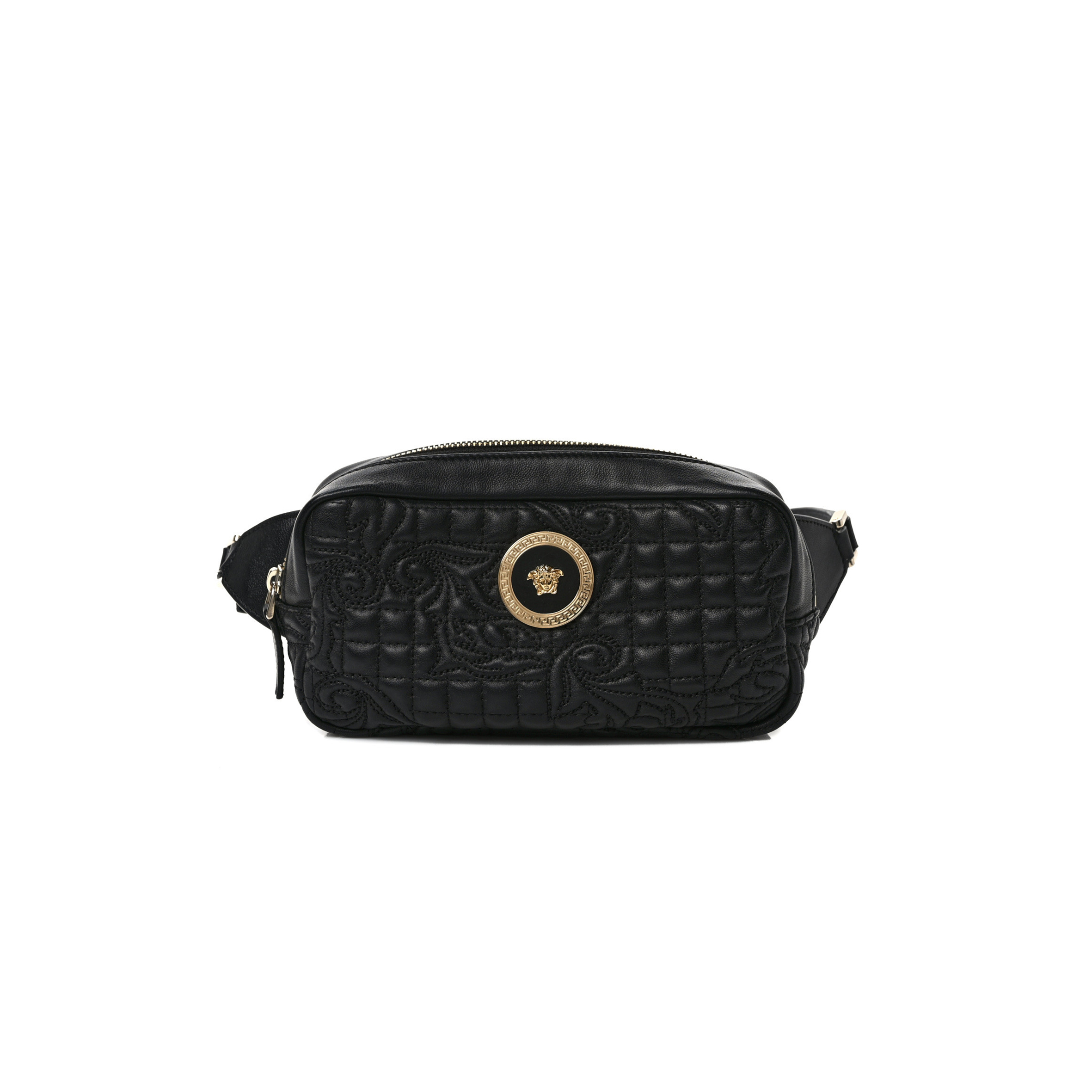 VERSACE NAPPA BAROCCO QUILTED VANITAS MEDEA BELT BAG BLACK (20*10*5cm) VERSACE NAPPA BAROCCO QUILTED VANITAS MEDEA BELT BAG BLACK (20*10*5cm)