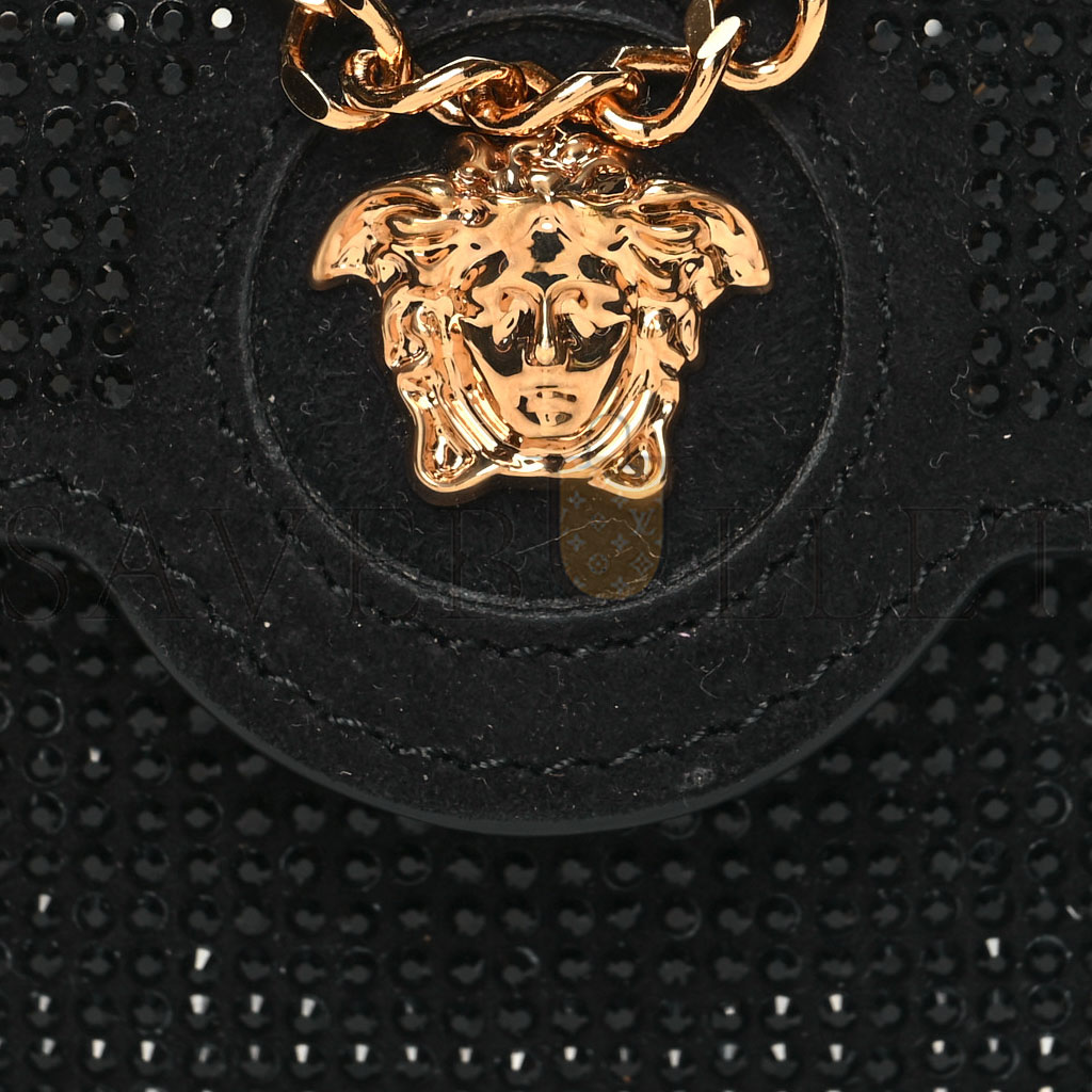 VERSACE SUEDE CRYTSTAL STUDDED MICRO LA MEDUSA BAG BLACK (29*9*5cm) VERSACE SUEDE CRYTSTAL STUDDED MICRO LA MEDUSA BAG BLACK (29*9*5cm)