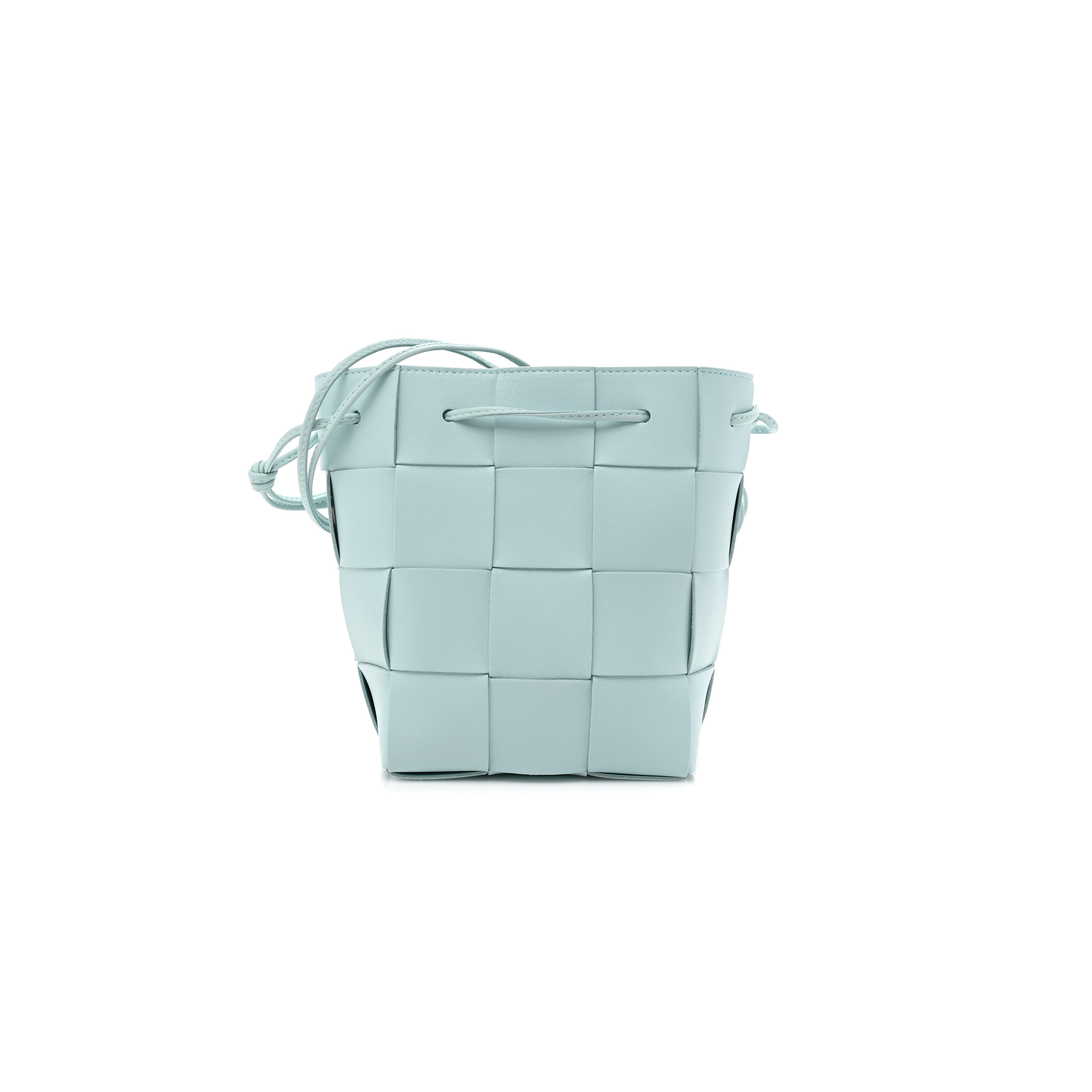 BOTTEGA VENETA NAPPA MAXI INTRECCIATO SMALL CASSETTE BUCKET BAG TOPAZIO SILVER  (18*15*13cm)