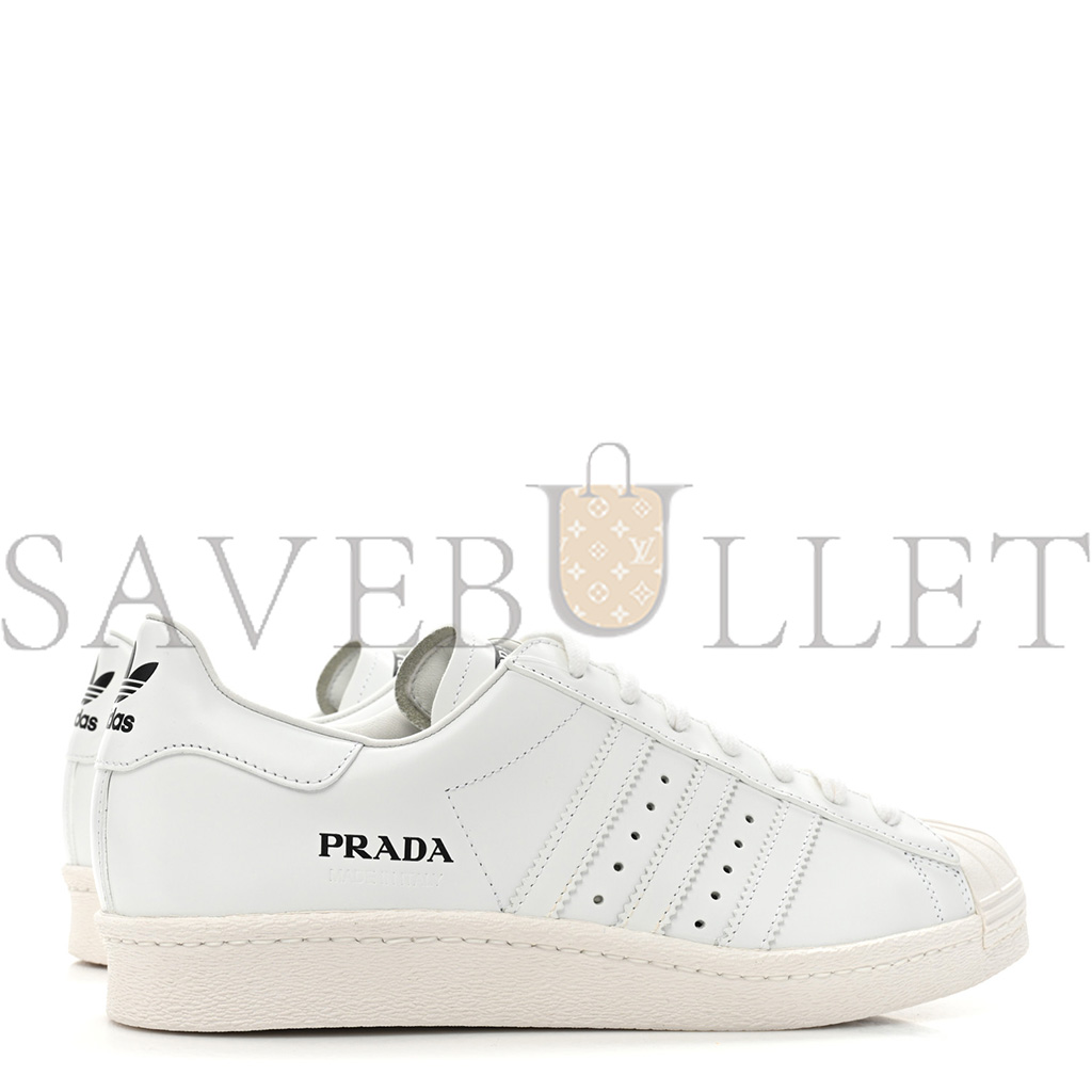 PRADA X ADIDAS CALFSKIN MENS SUPERSTAR 450 LOW TOP SNEAKERS 8 WHITE