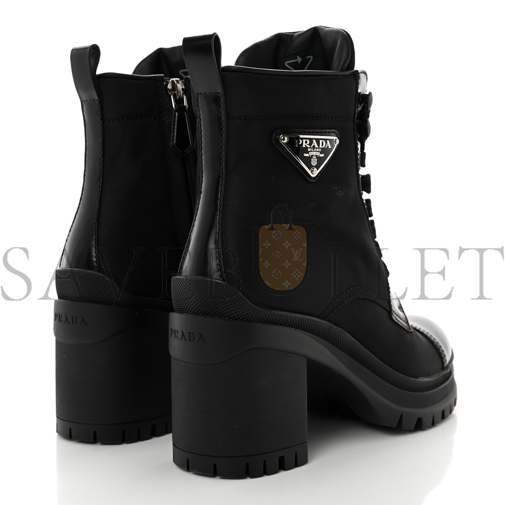 PRADA SPAZZOLATO RE-NYLON METAL TRIANGLE LOGO LACE UP 85MM BOOTS 35.5 BLACK PRADA SPAZZOLATO RE-NYLON METAL TRIANGLE LOGO LACE UP 85MM BOOTS 35.5 BLACK