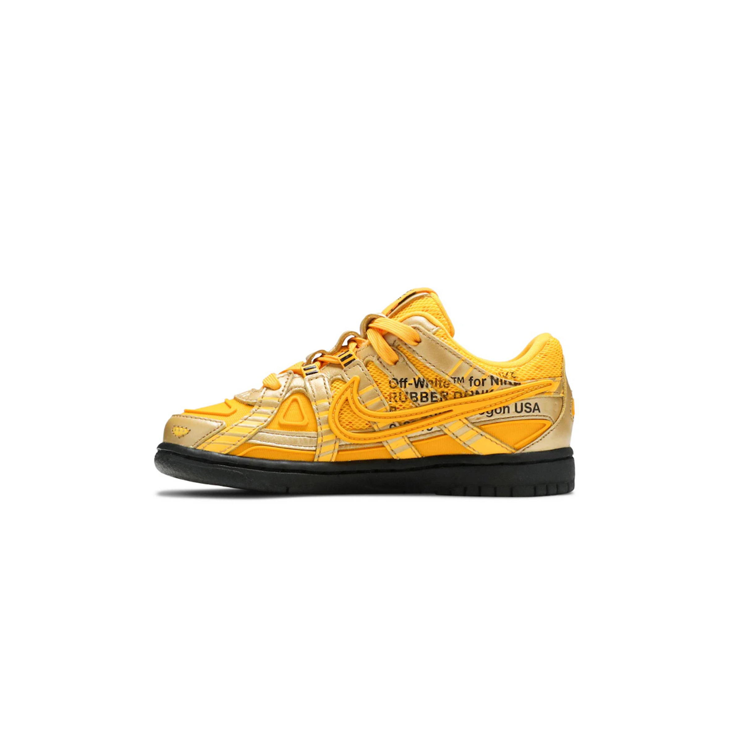 NIKE OFF-WHITE X NIKE AIR RUBBER DUNK “UNIVERSITY GOLD” CU6015-100