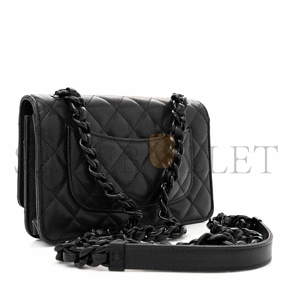 CHANEL CAVIAR QUILTED MY EVERYTHING WALLET ON CHAIN WOC BLACK A81059 (19*12*4cm)