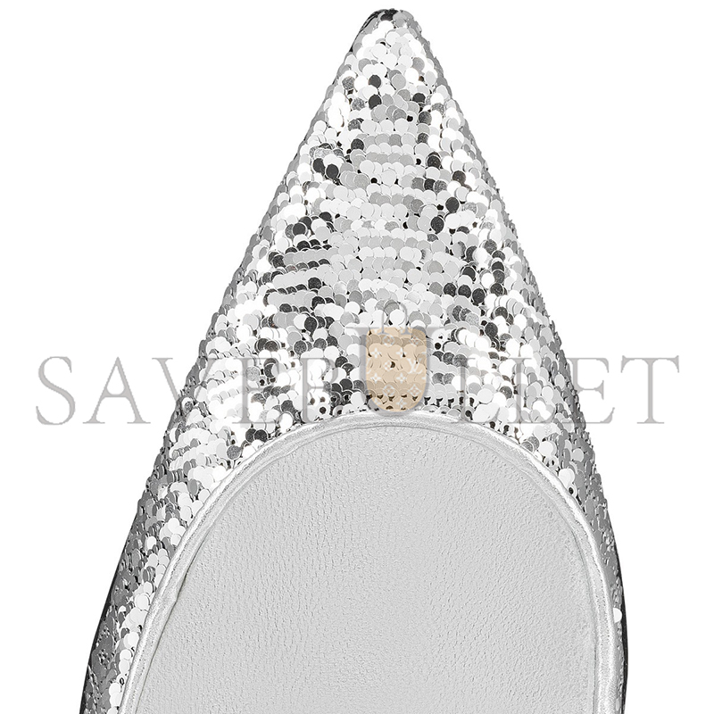 CHRISTIAN LOUBOUTIN KATE MINI PAILLETTES 100 MM PUMPS-CREPE SATIN AND SEQUINS-SILVER-WOMEN 1250527S211 CHRISTIAN LOUBOUTIN KATE MINI PAILLETTES 100 MM PUMPS-CREPE SATIN AND SEQUINS-SILVER-WOMEN 1250527S211