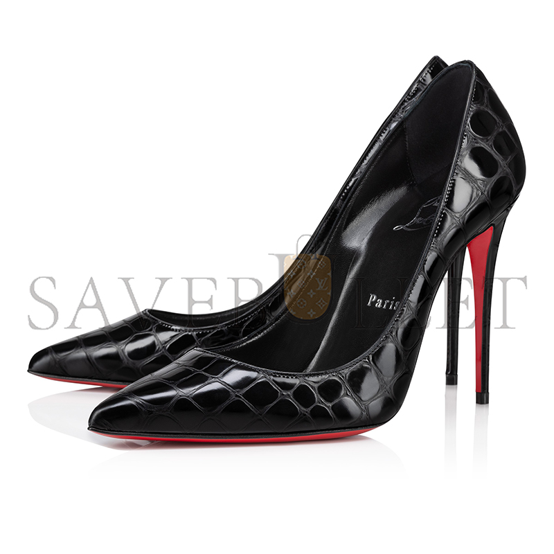 CHRISTIAN LOUBOUTIN KATE 100 MM PUMPS-ALLIGATOR EMBOSSED CALF LEATHER-BLACK-WOMEN 3240428B439 CHRISTIAN LOUBOUTIN KATE 100 MM PUMPS-ALLIGATOR EMBOSSED CALF LEATHER-BLACK-WOMEN 3240428B439