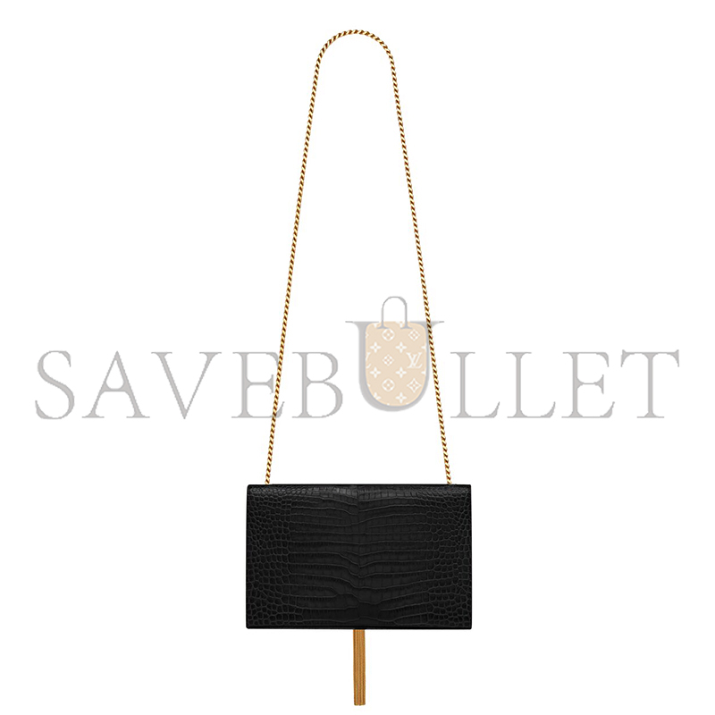 YSL KATE MEDIUM TASSEL IN CROCODILE-EMBOSSED LEATHER 354119DND0J1000 (24*14.5*5.5cm)