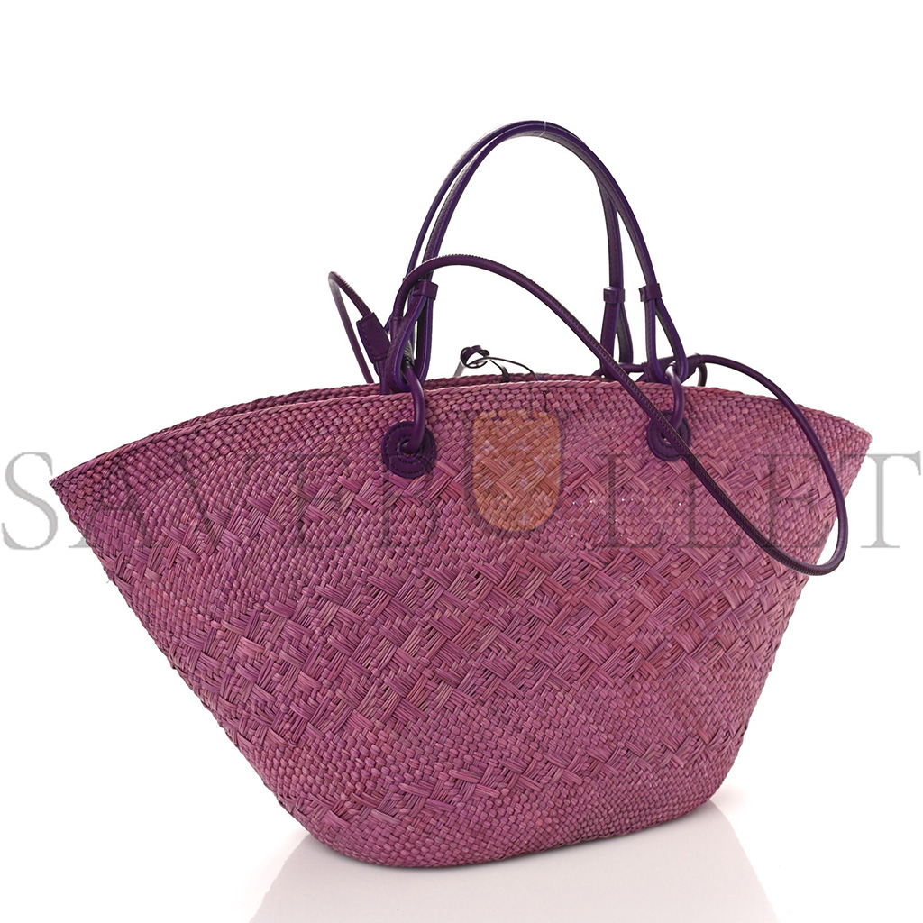 LOEWE CALFSKIN RAFFIA PAULAS IBIZA SMALL ANAGRAM BASKET TOTE BAG PURPLE (19*18*12cm) LOEWE CALFSKIN RAFFIA PAULAS IBIZA SMALL ANAGRAM BASKET TOTE BAG PURPLE (19*18*12cm)
