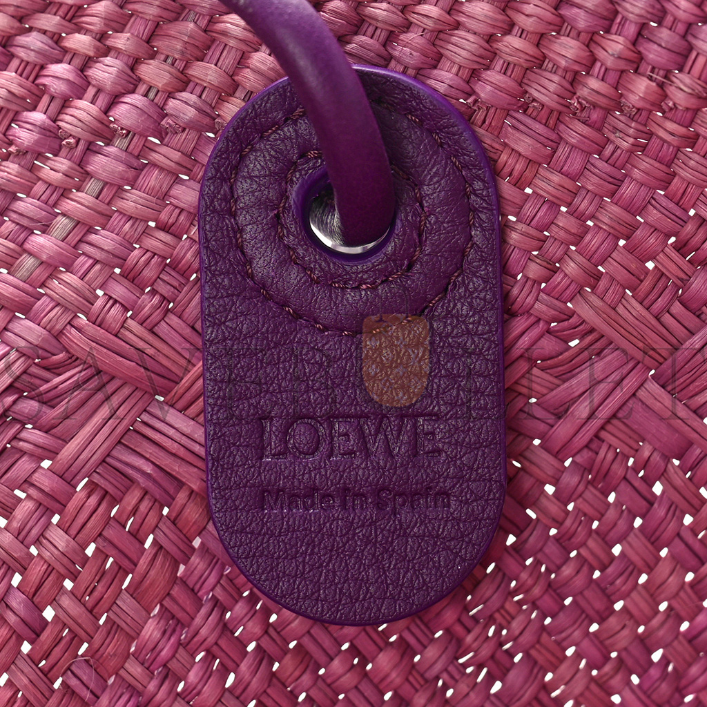 LOEWE CALFSKIN RAFFIA PAULAS IBIZA SMALL ANAGRAM BASKET TOTE BAG PURPLE (19*18*12cm) LOEWE CALFSKIN RAFFIA PAULAS IBIZA SMALL ANAGRAM BASKET TOTE BAG PURPLE (19*18*12cm)