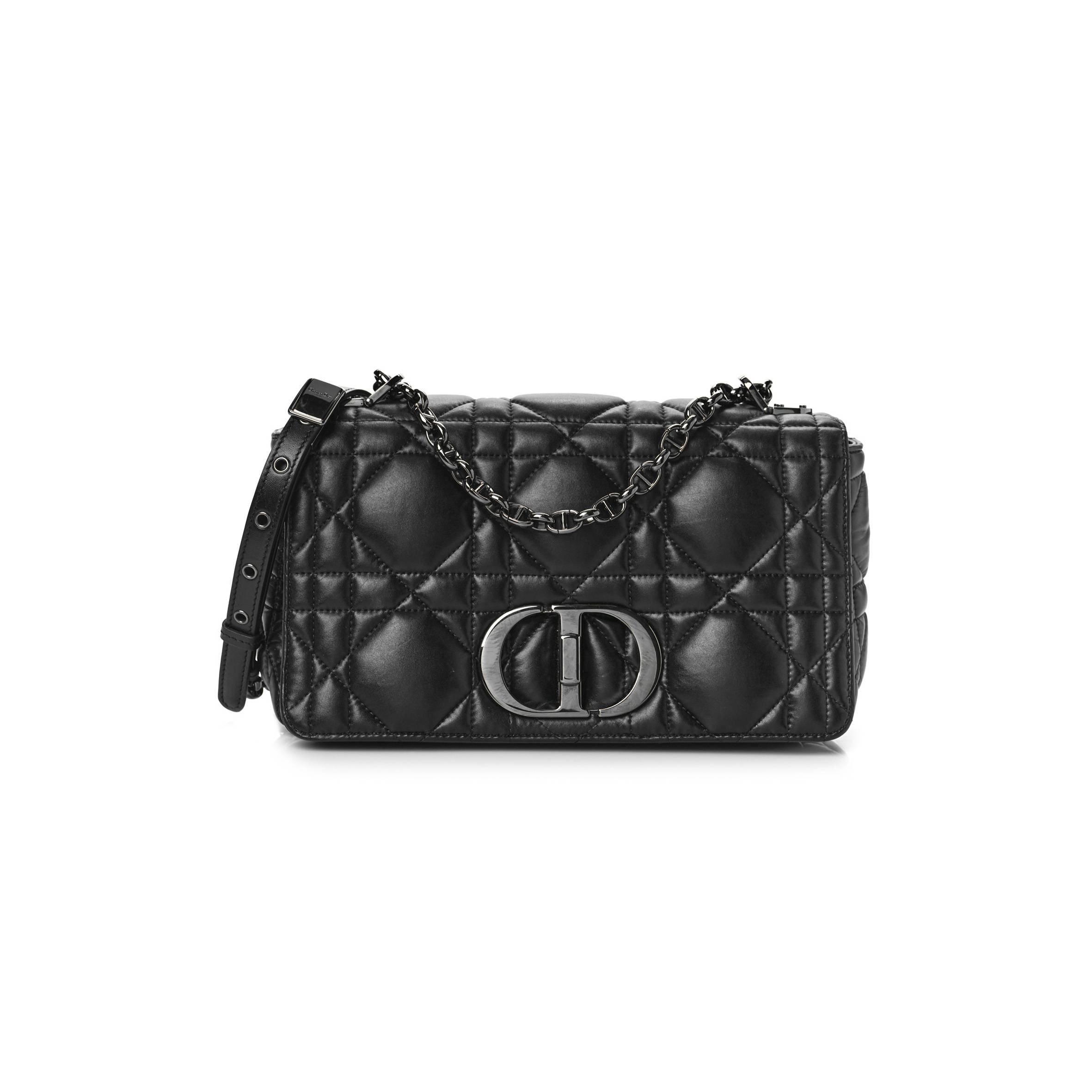 DIOR CALFSKIN MACROCANNAGE MEDIUM CARO BAG BLACK (26*15*9.5cm)