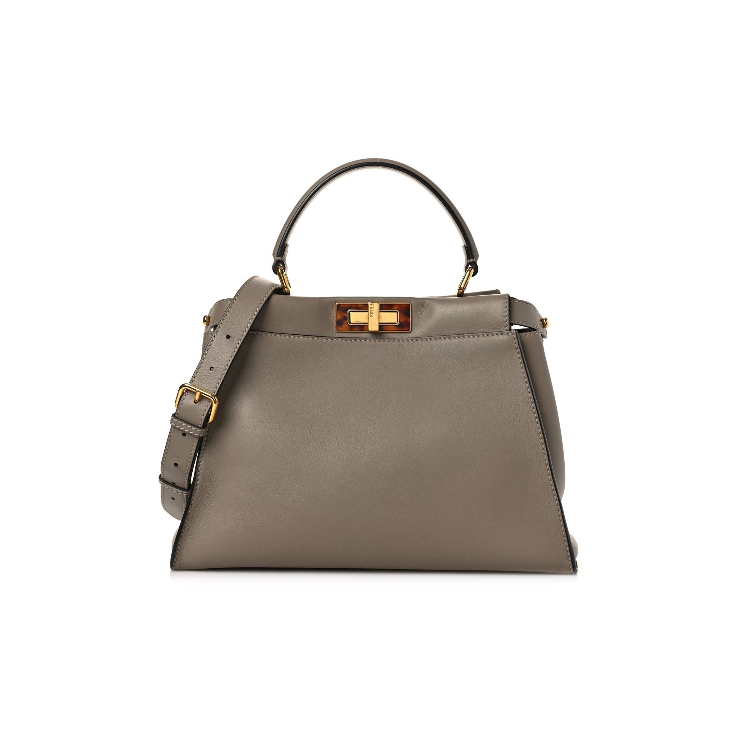 FENDI VITELLO SETA PLEXIGLASS TORTOISE MEDIUM PEEKABOO ICONIC SATCHEL TORTORA (33*25*13cm)