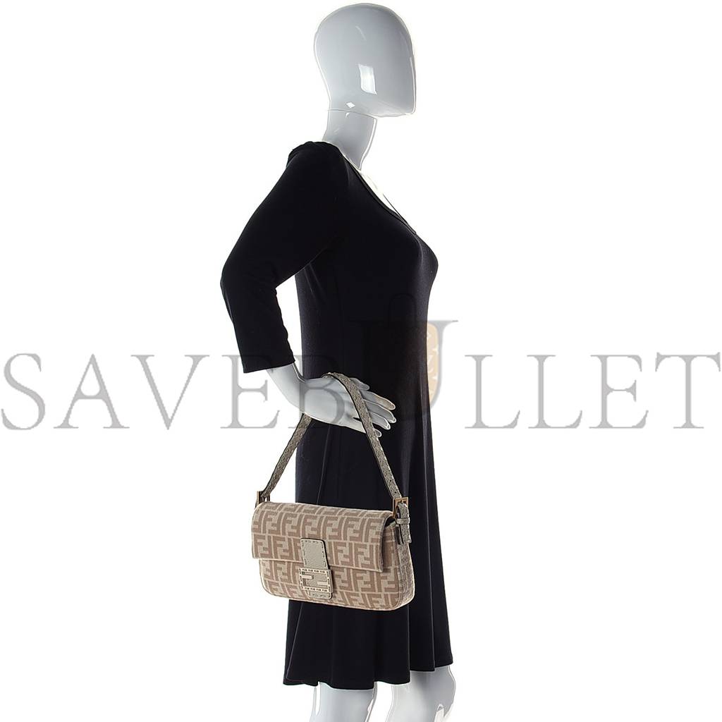 FENDI WOOL CUOIO ROMANO SELLERIA FF 1974 BAGUETTE 1997 BEIGE CAMMELLO CAMELIA (27*15*6cm)